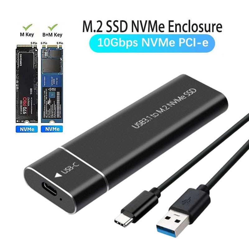 M.2 NVMe SSD Enclosure External M2 NVMe เคส M2 USB 3.1 Type C 10Gbps อะ ...