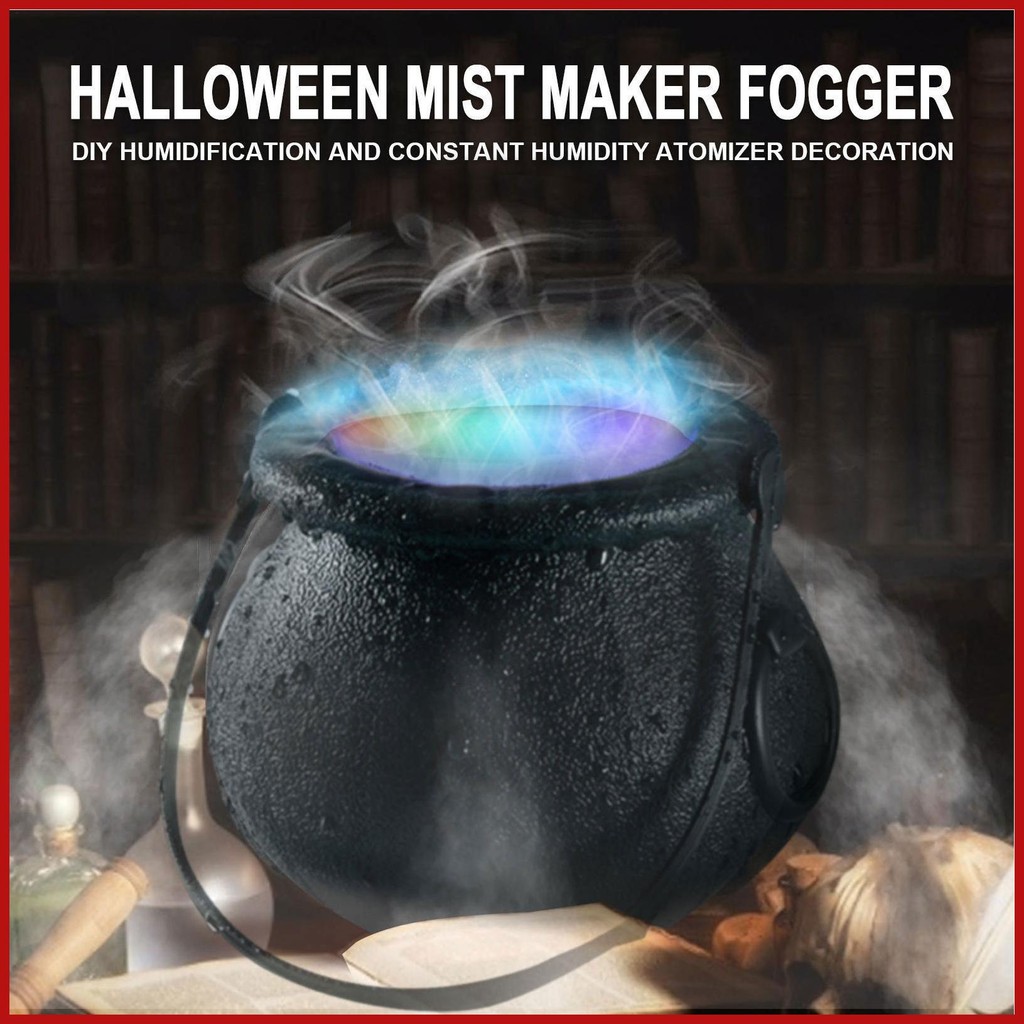 ฮาโลวีนแม่มด Cauldron Mist Maker Fogger Cauldron พร้อมไฟน่ากลัว ...
