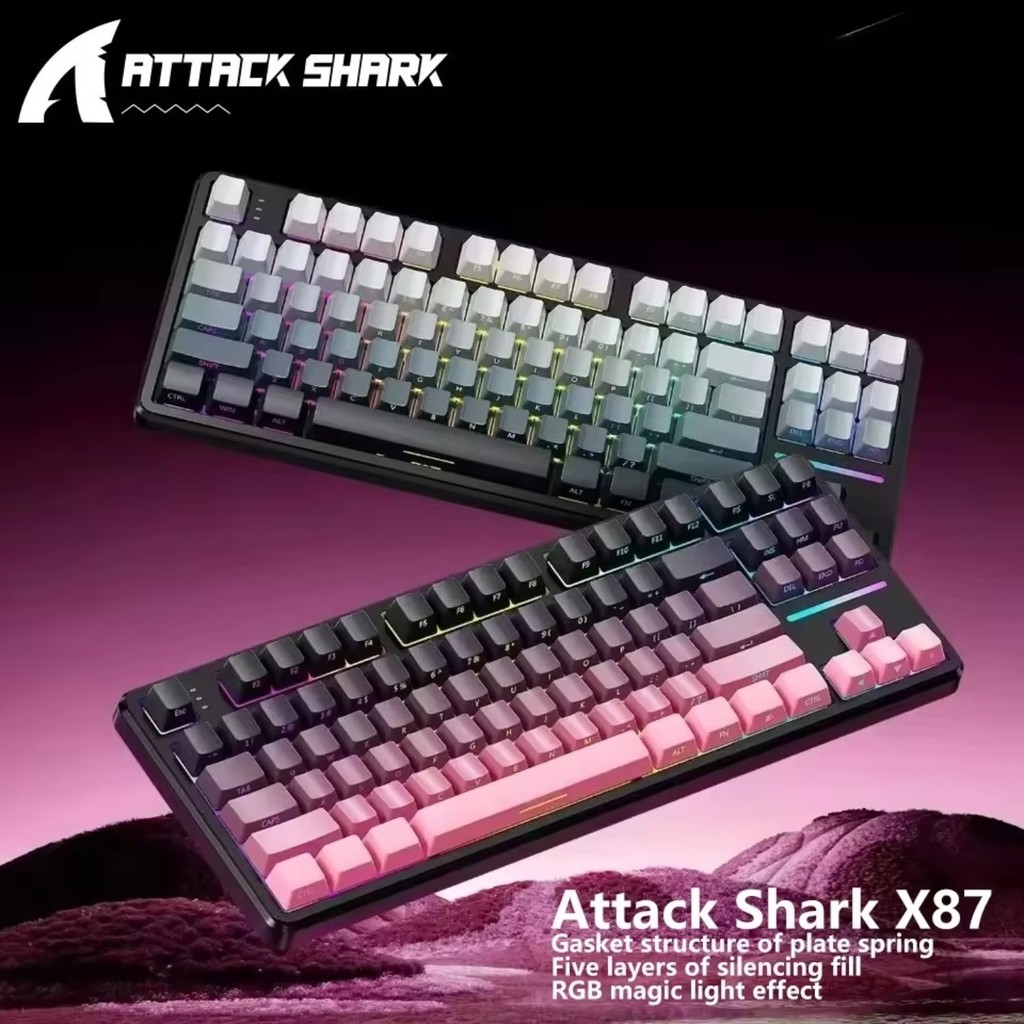 ATTACK SHARK X87 คีย์บอร์ดเกมกลไร้สาย Tri-Mode Bluetooth / 2.4G / USB-C ...
