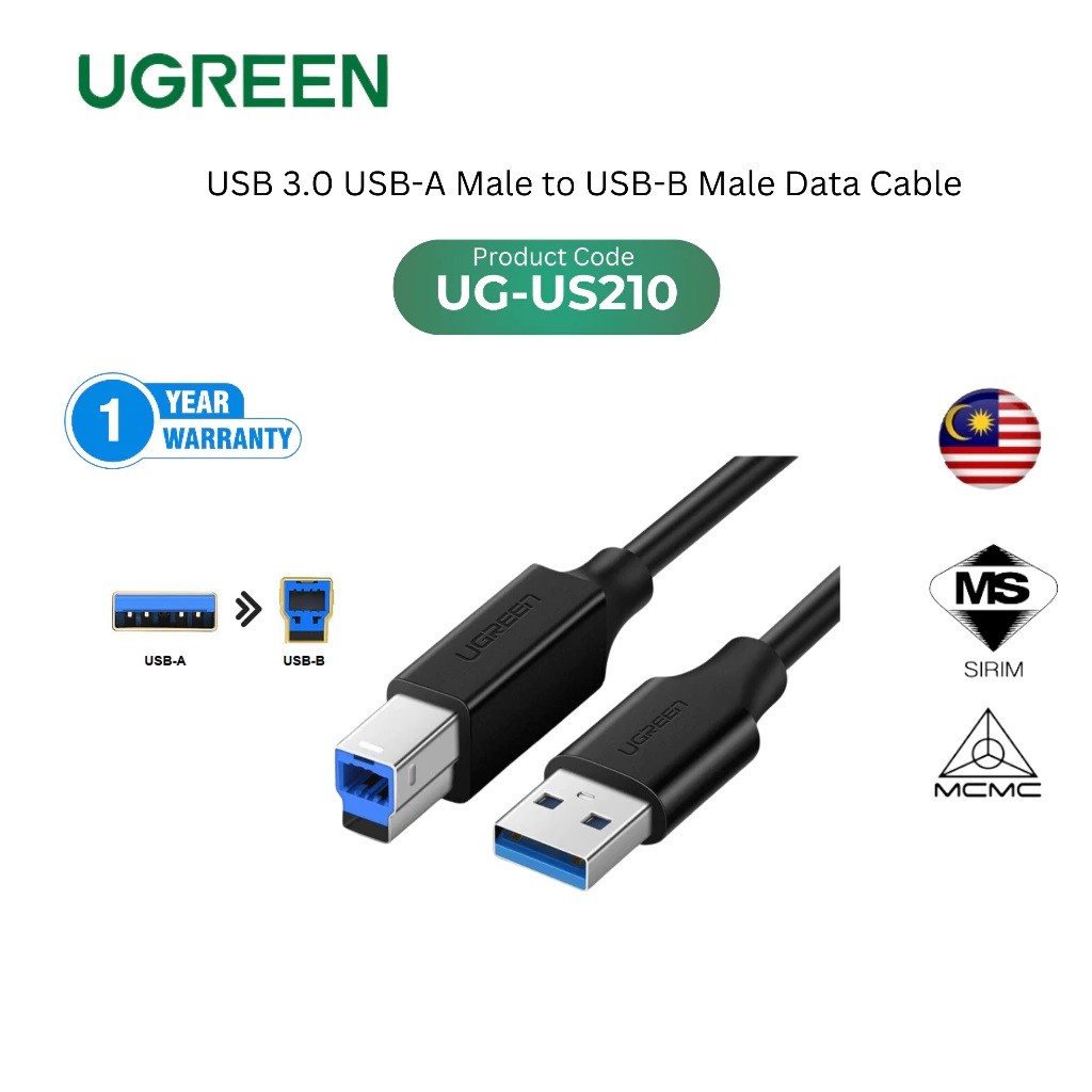 UGREEN USB 3.0 USB-A MALE TO BM USB-B สาย DATA, USB 3.0 TYPE-A TO TYPE ...