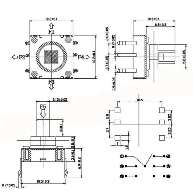 5-WAy Five Way Switch สวิทช์ 5 ทิศทาง 6pin Multi-direction Switch Touch ...