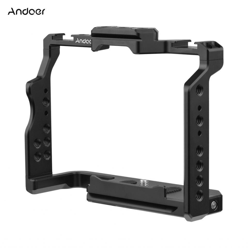 Andoer Camera Cage Aluminium Alloy Video พร้อมรองเท้าเย็นคู่ติดตั้งเธรด ...