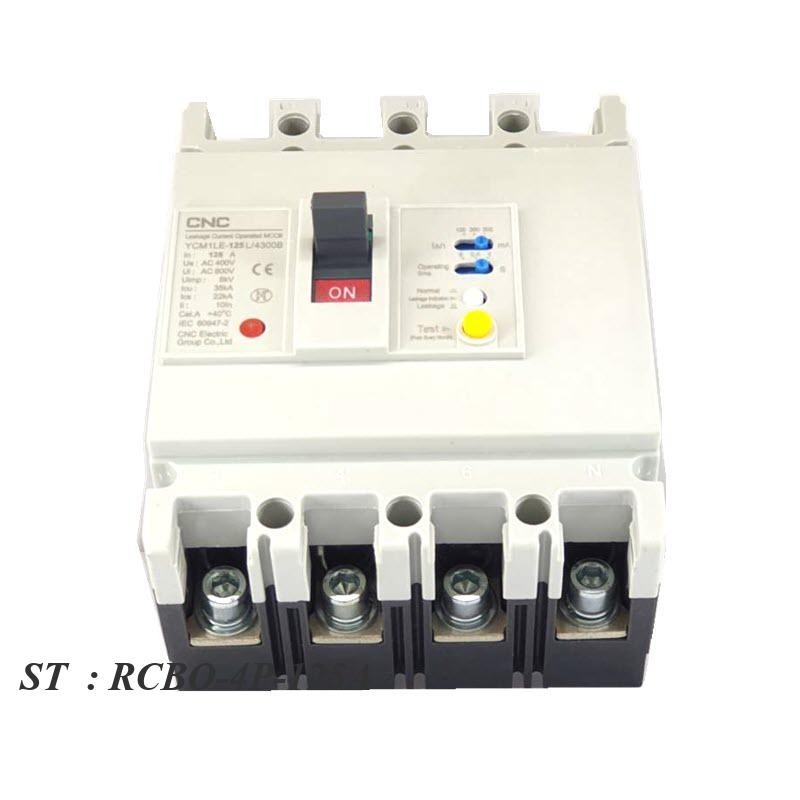 125A 4P RCBO เบรกเกอร์กันดูด MCCB AC 3เฟส Residual Current Circuit ...