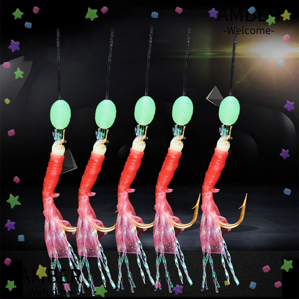 AMBER 6 ชิ้น Sabiki String Hook Rig, 9 ขนาด Luminous Bean Fishing Hooks ...