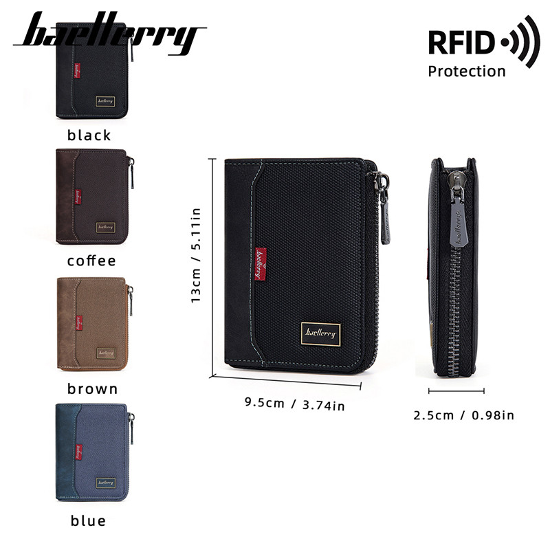 Baellerry RFID Simple Short Men Zipper Wallets Luxury Brand Card Holder ...