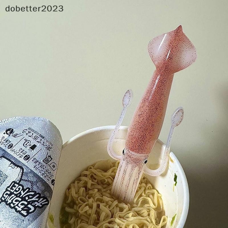 [DB] 1/2PCS ตลกปลาหมึก Cuttlefish ส้อมผลไม้ถ้วยก๋วยเตี๋ยวบนโต๊ะอาหาร ...