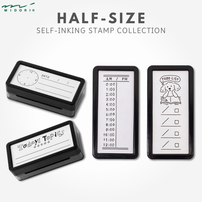 MIDORI DESIGNPHIL Half-Size Self-Inking Stamp Collection, Japan Diary ...