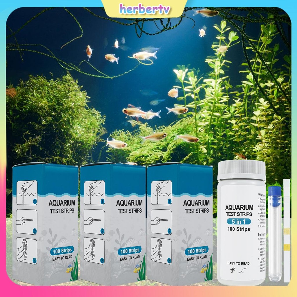 100 ชิ้น Aquarium Test Strips 7 ใน 1 Fish Tank Test Kit น้ําจืดน้ําเค็ม ...