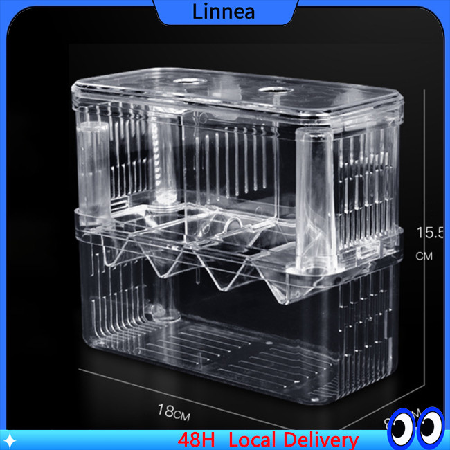 Lin 3 ขนาด Double-layer Clear Fish Breeding Isolation Box Aquarium Fish ...