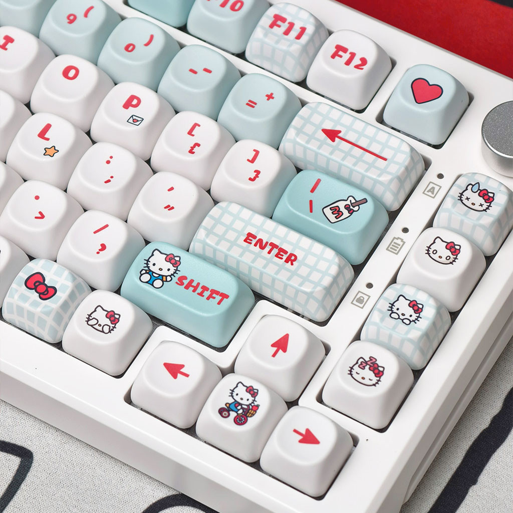 Hello Kitty Keycaps 130 คีย์ MOA โปรไฟล์ PBT Dye Sublimation Aula F75 ...