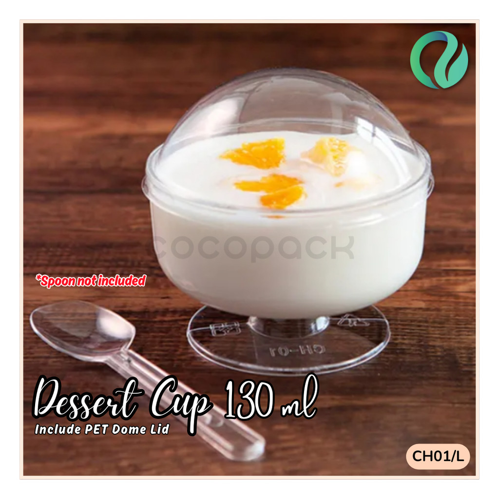 10 ชิ้น Round Dessert Ice Cream Round Pudding Cup 130 ml พร้อมฝาปิดโดม ...