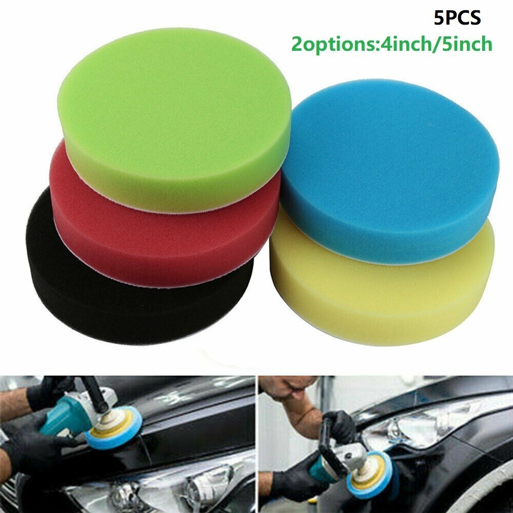 5 ชิ้น 4 นิ้ว/5 นิ้วขัดแว็กซ์ Buffing ฟองน้ํา Pads Kit Compound รถขัด ...
