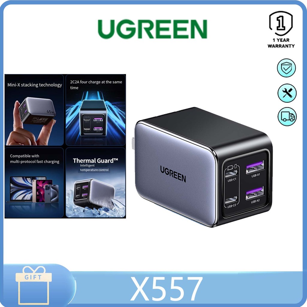 UGREEN X557 65W Gallium nitride charger Multi-port PD fast charger Dual ...