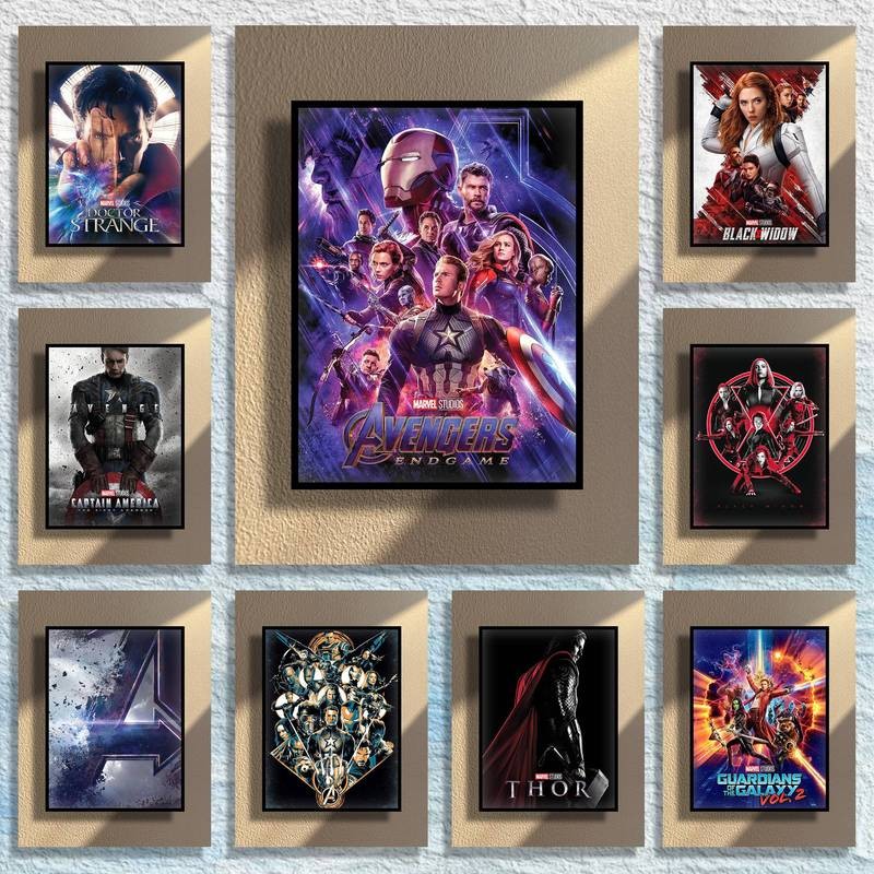 Marvel ภาพยนตร์โปสเตอร์ Iconic ฉากผ้าใบภาพวาด Superhero Films Art ...