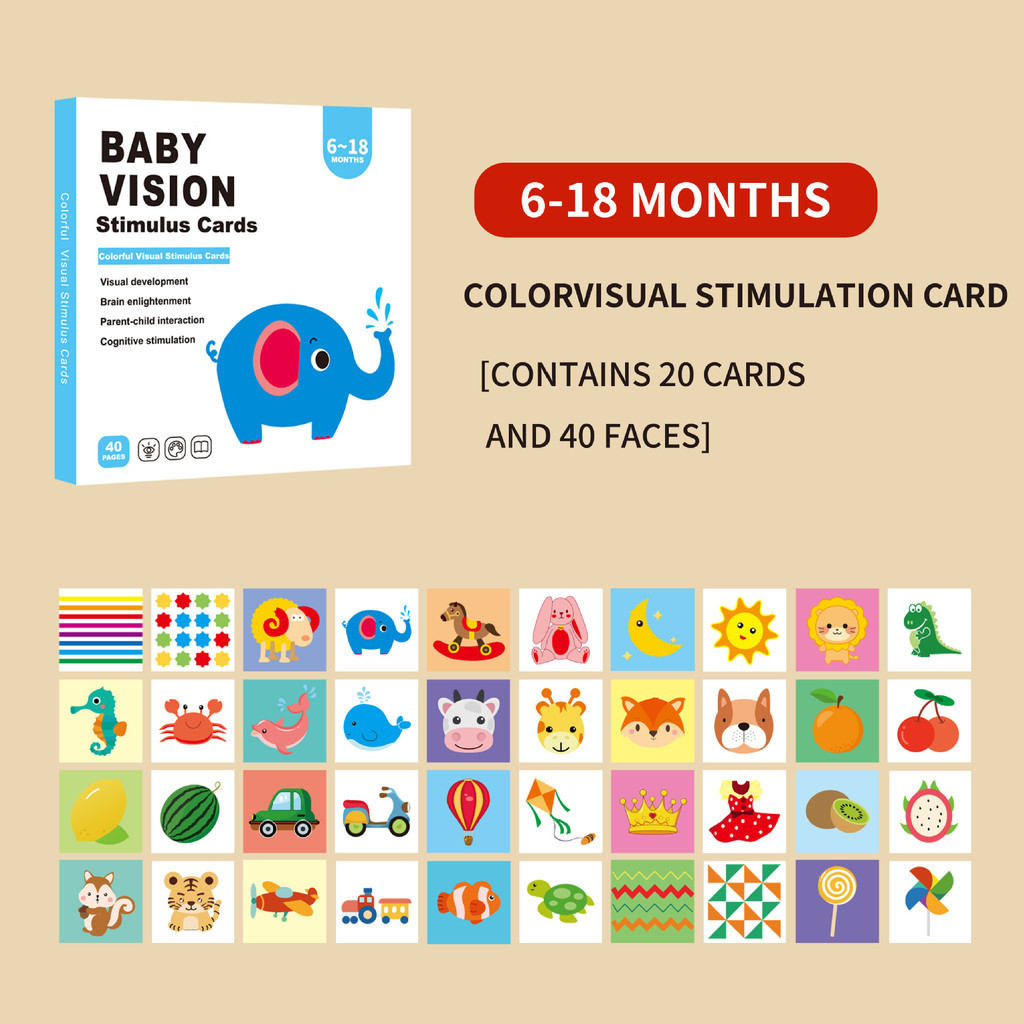 Visual Stimulation Flashcard สีความรู้ความเข้าใจการ์ดเด็ก Early ...
