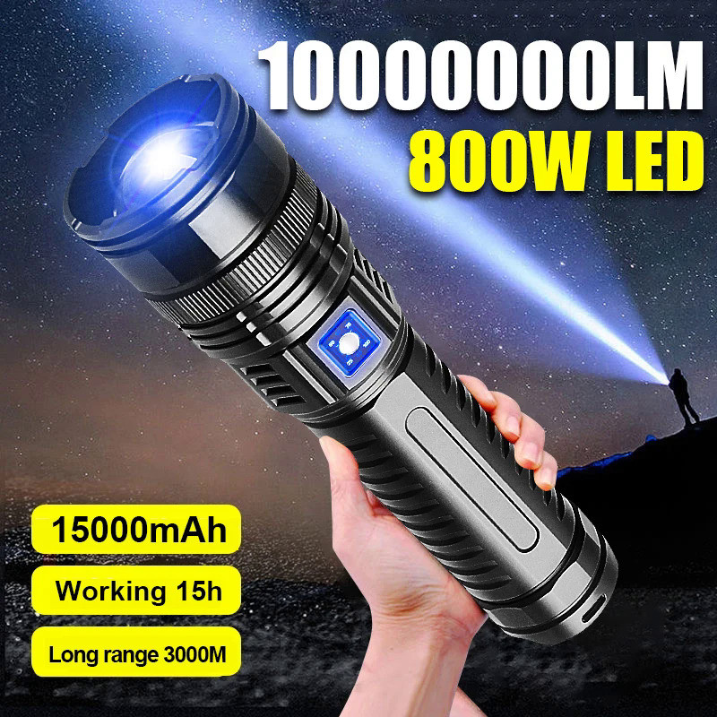 15000mah Most Powerful Led Flashlights Tactical Flash Light Built-in 3* ...