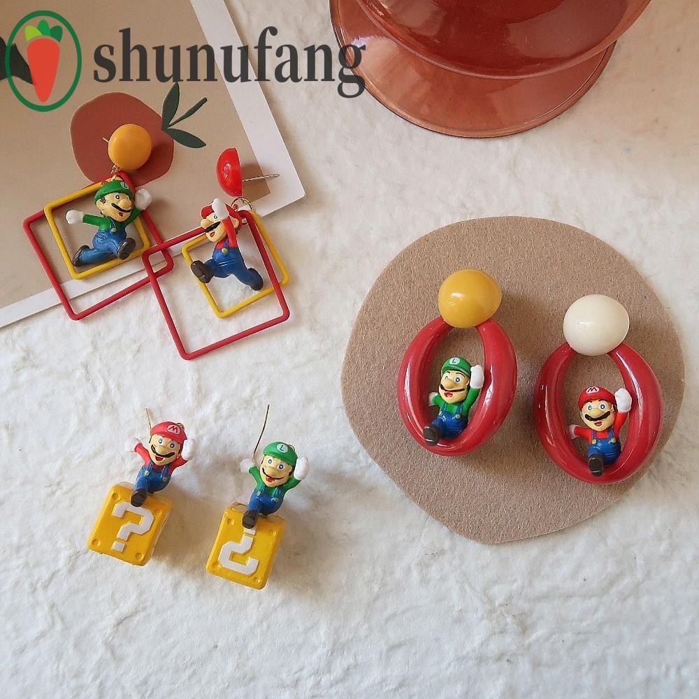 ต่างหู studs Super Mario Bros สร้างสรรค์ แบบ 3D Luigi สไตล์ชิคไม่เหมือน ...