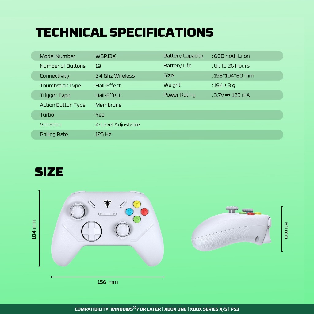 FANTECH รุ่น WGP13X จอยเกมมิ่งไร้สาย จอยไร้สาย Wireless gaming controller เล่นได้ทั้งพีซี PS3