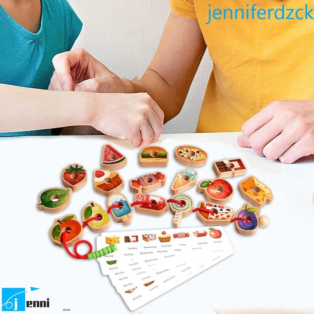 JENNIFE Stringing Threading Bead ของเล่น, Caterpillar Food ไม้เกมด้าย ...