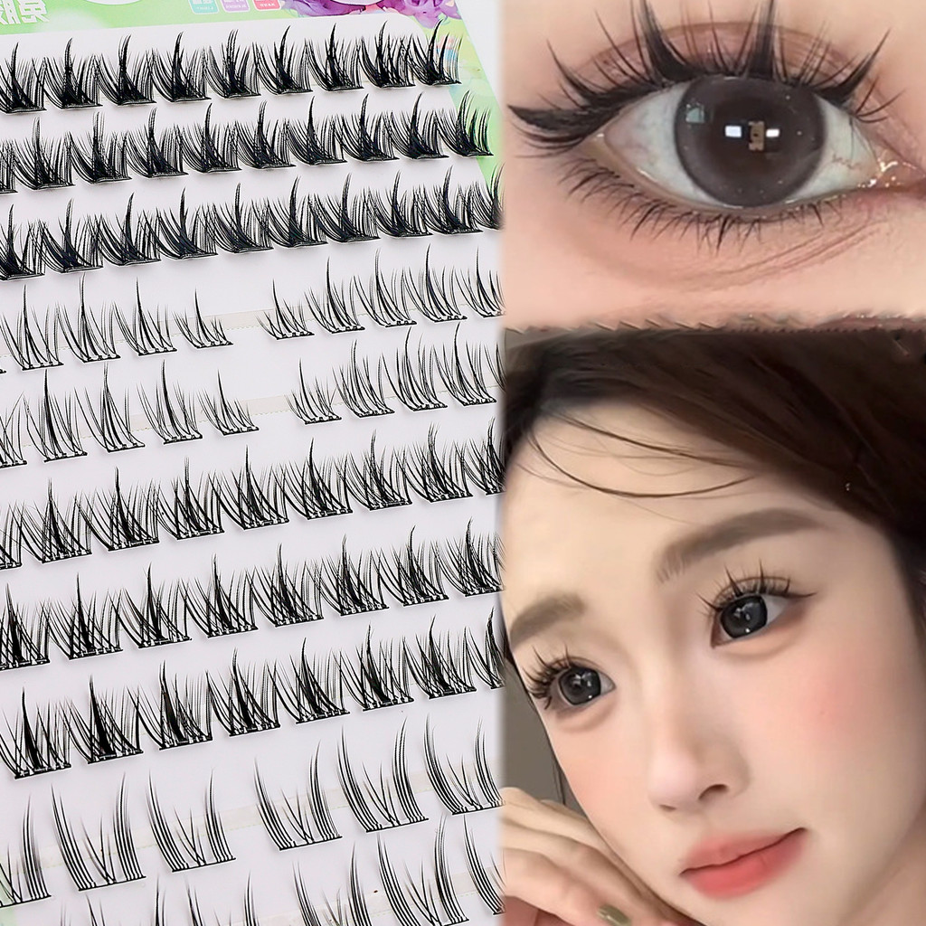 กาวฟรี Segmented Fake Eyes Lashes - 3D Natural Curling Long Thick ...