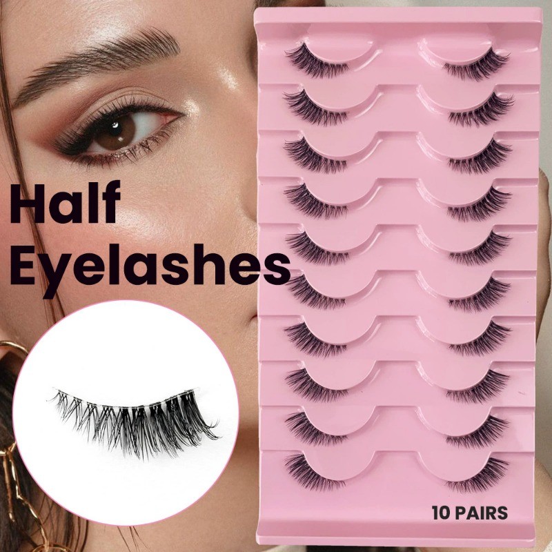 10 คู่ Fox Series Slanted Flying Half Eye ขนตาปลอมหนา Curly และเซ็กซี่ ...