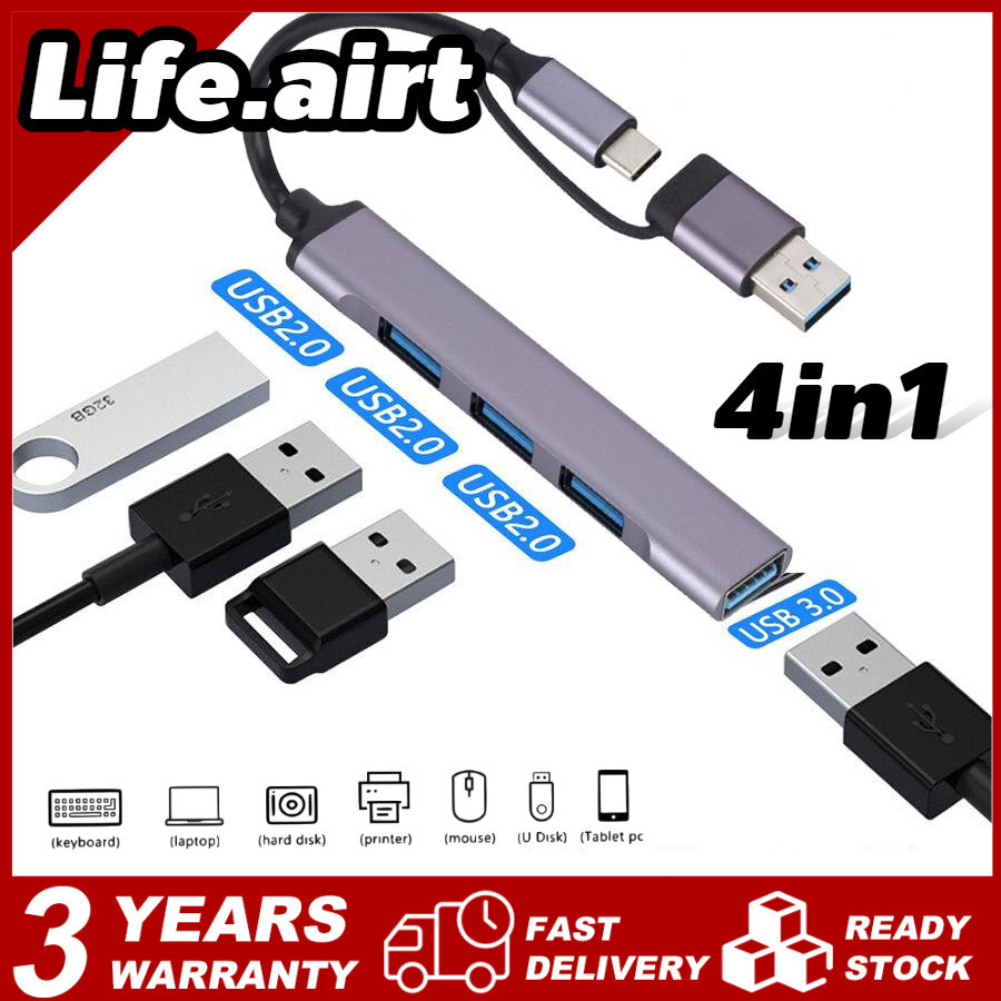 4-in-1 USB 3.0 Type-C Hub 4-Port Hi-Speed Hub 3.0 5Gbps สำหรับ MacBook ...
