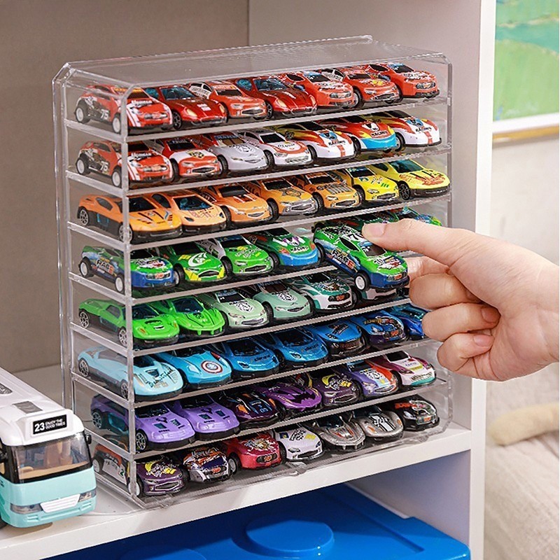 1:64 Scale Car Display Rackอะคริลิคกล่องโปร่งใสรถรุ่นOrganizerกล่องเก็บ ...