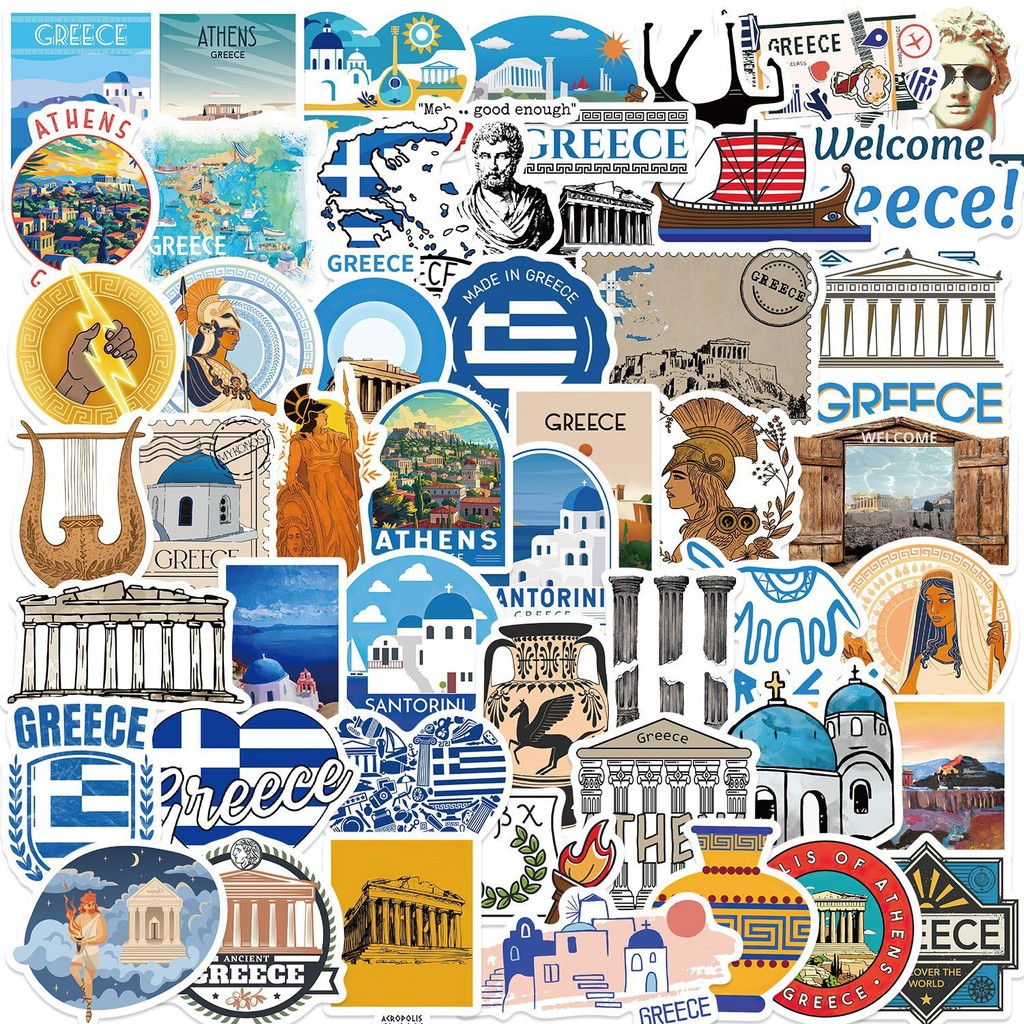 Travel city Greece กรีซ เอเธนส์ Athens sticker vintage ticket สติกเกอร์ ...