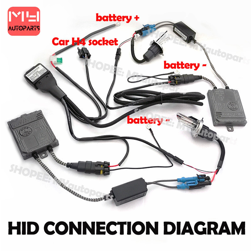 คุณภาพสูง 35W/55W H4 9003 HB2 9004 9007 H13 HID Xenon Relay Harness ...
