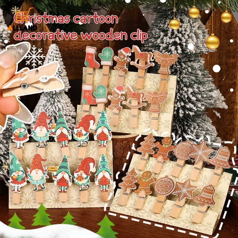 คลิปไม้การ์ตูนคริสต์มาส - Santa Claus Gingerbread Man Snowflake Clamps ...