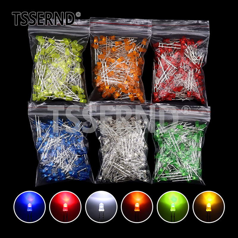 thumbnail image 2 of 3mm YELLOW Led Light Emitting Diode Clear Round Top With Edge 100pcs 2 of 10