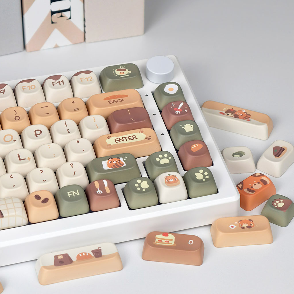 Red Panda Cafe Keycaps 120 + คีย์ MOA โปรไฟล์ PBT Dye Sublimation ส่วน ...