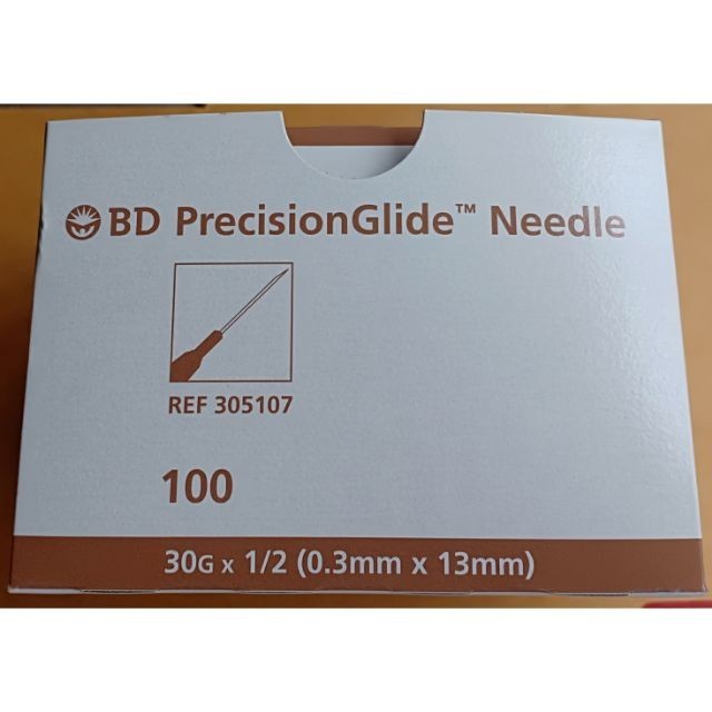 BD precision Glide Needle ขนาด30g x1/2(.30mm x13mm)บรรจุกล่องละ 100ชิ้น ...