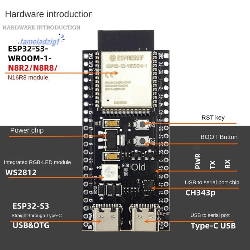 1 ชิ้น ESP32 ESP32-S3 WiFi+ IoT Dual Type-C Development Board Core ...