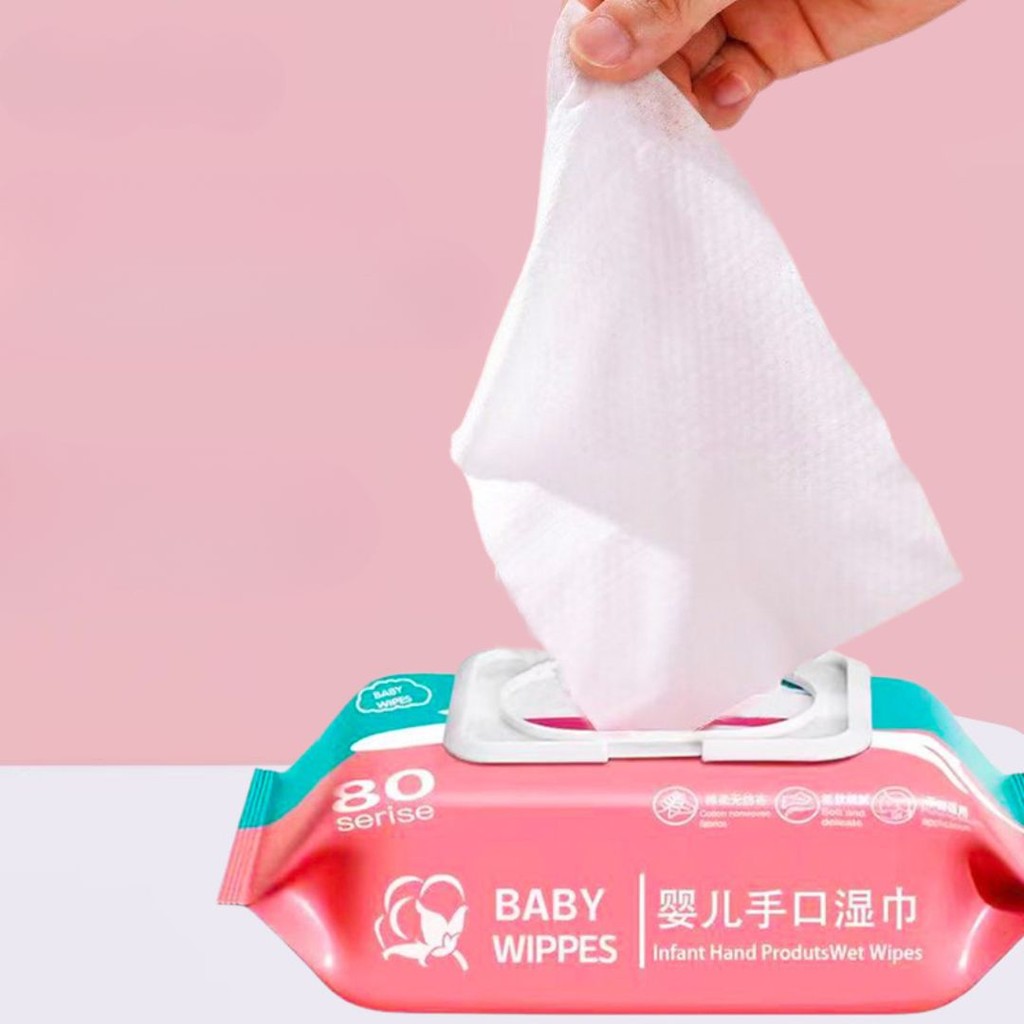 กระดาษทิชชู่เปียก {1 ห่อ มี 80 แผ่น} ทิชชู่เปียกเด็ก แผ่นทำความสะอาด ผ้านุ่มชุ่มชื่น ผ้าเปียก - 3