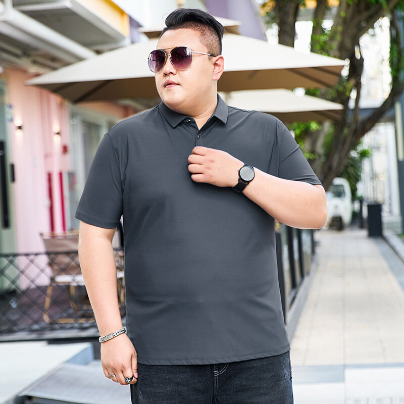 M 9XL 45 150kg Mens Ice Silk Fat Guy POLO Shirt Plus Fat Plus Size POLO Shirt Extra Large Loose POLO Shirt Breathable Casual Fashion Short Sleeves Shopee Thailand