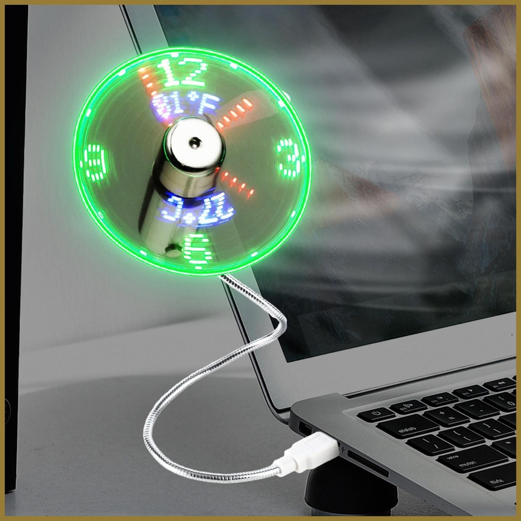 Led USB Clock Fan USB Laptop Fan Personal Portable USB LED Clock Fan ...