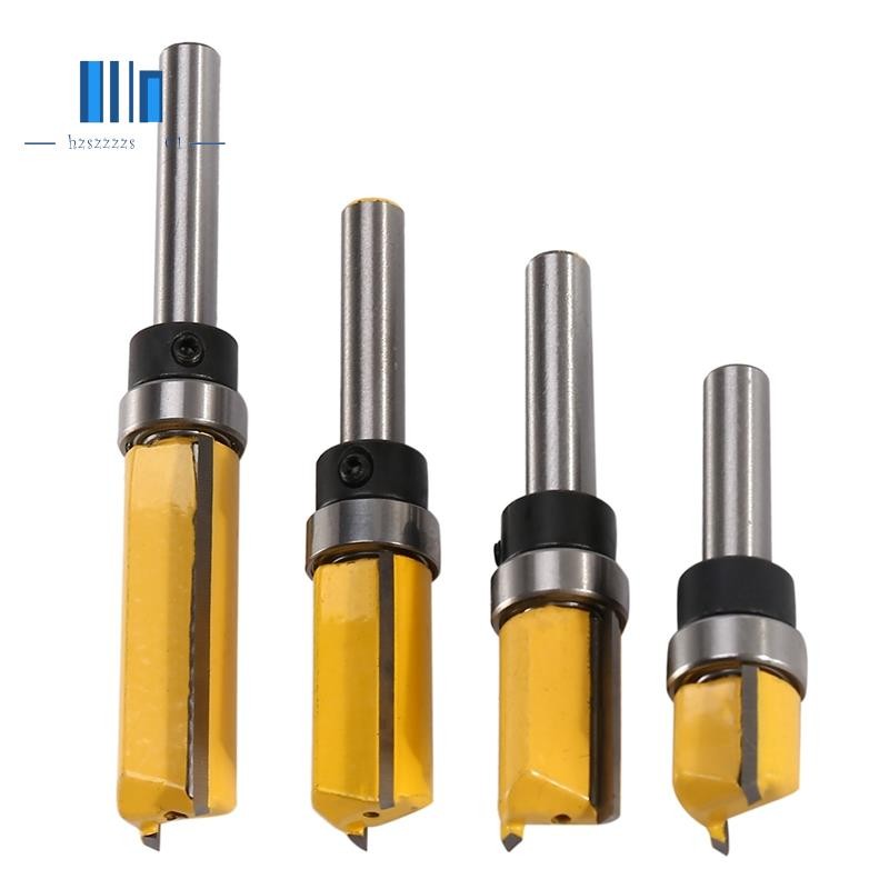 4 ชิ้น Flush Trim Router Bits แบริ่งด้านบน Router Bit 1/4 นิ้ว Shank ...
