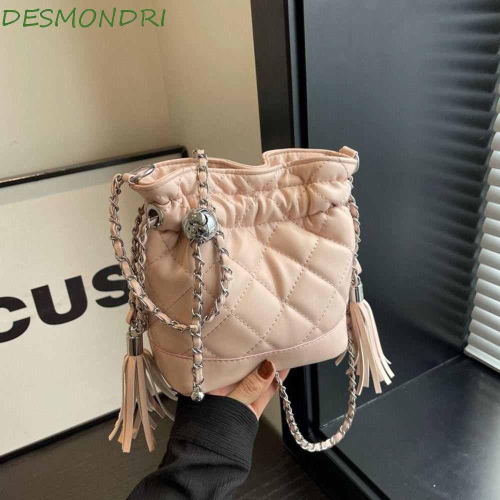 Desmondri Rhombic Lattice Chain กระเป๋าสะพาย,ตรวจสอบเงิน Drawstring