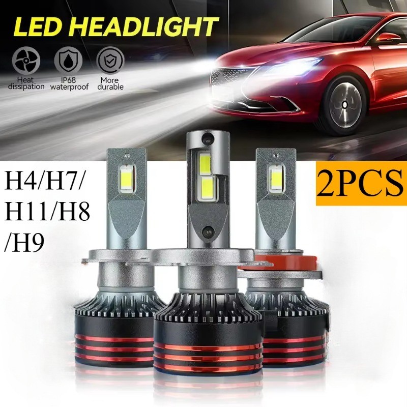 2PCS M8 Pro 120W 12000LM LED ไฟหน้ารถหลอดไฟ H7 H4 H11 Hi/Lo Beam สีขาว ...