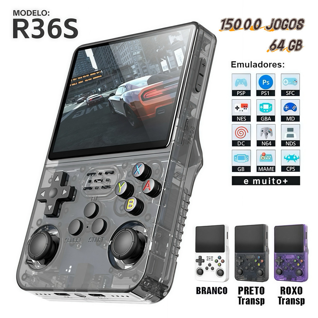 R36S+ คอนโซลแบบพกพา 15,000+ วิดีโอเกม 64g Linux Screen IPS 3.5 นิ้ว ...