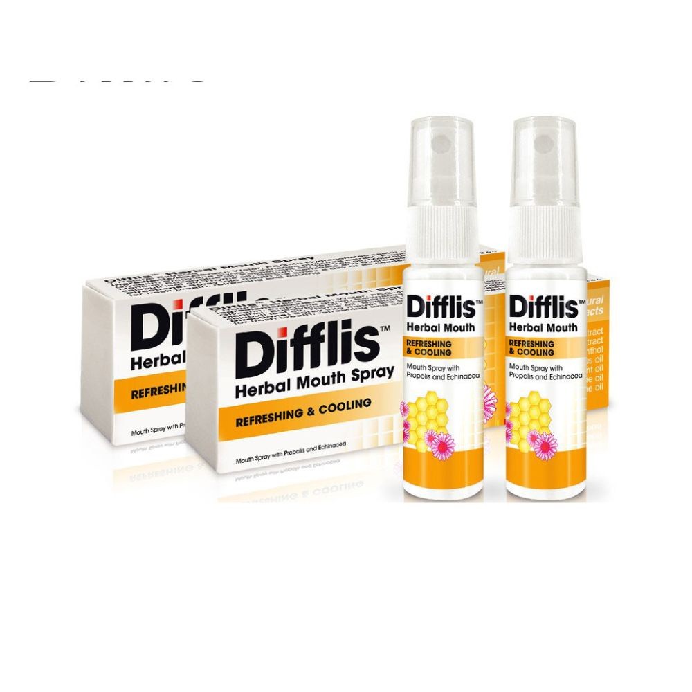 [ส่งฟรี] DIFFLIS HERBAL MOUTH SPRAY 15 ML x 2 ดิฟฟลิส เฮอร์เบิ้ล เมาท์ ...