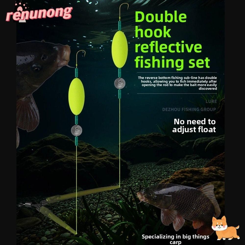 RENUNONG 2pcs ปลาคาร์พตกปลา, Double Hook Rig อัปเกรด Anti Bottom ...
