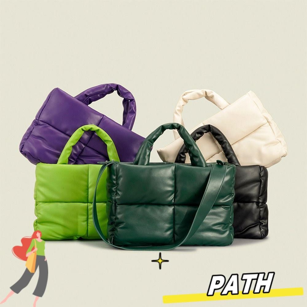 Path Puffer Bag Shopper Bag กระเป๋าสะพายลงผ้าฝ้ายเบาะ Puffy Tote Bag ...