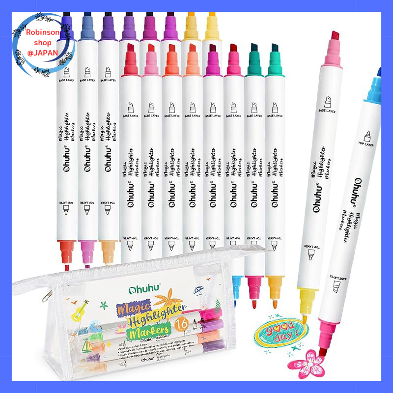Ohuhu Marker Pen Set - Dual Tip Water-Based Pens for Thick and Fine ...
