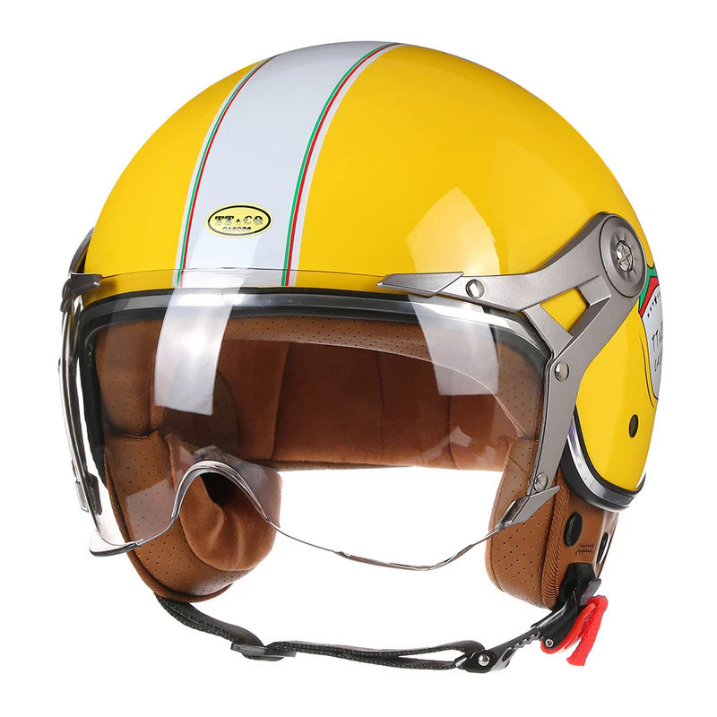 RUSTOO Vintage Motorradhelm Open-Face - Leichter Retro Half Face Helm Für Motorrad Scooter