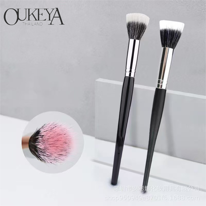 OUKEYA สีดำ แปรงแต่งหน้า แปรงปัดแก้ม แปรงขนสัตว์ ขนาดใหญ่ สีดำ