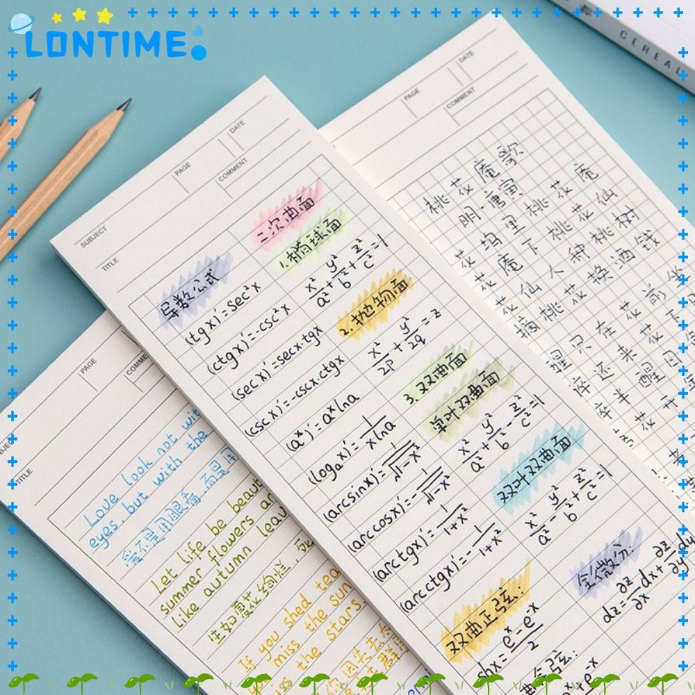 LONTIME Note Paper, 50 แผ่น Non-sticky Long Notepad, Simple Stationery ...