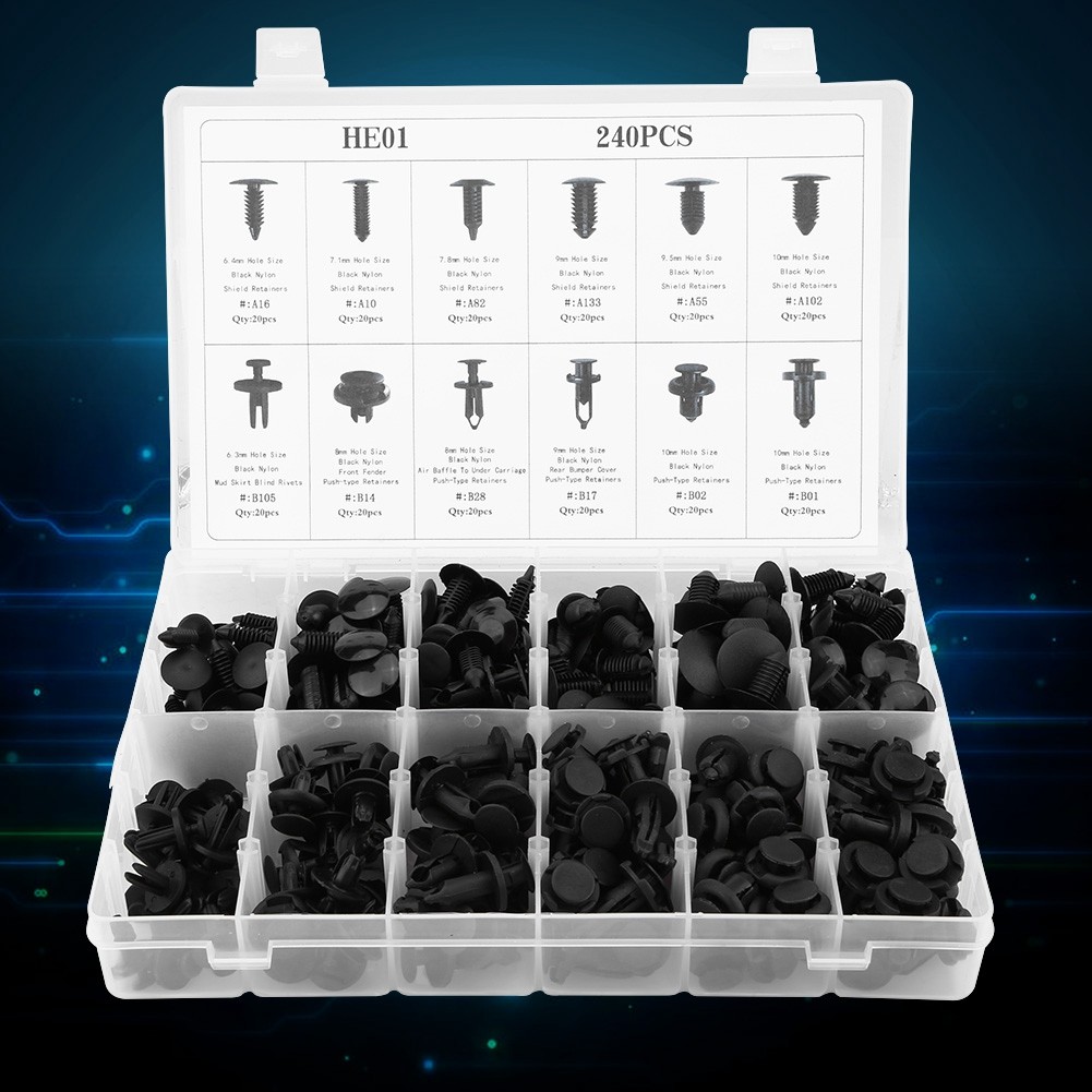 ตัวยึดตัวถังรถยนต์ 240pcs สารพัน push pin rivet ตัวยึดกันชนคลิปตัดการ ...