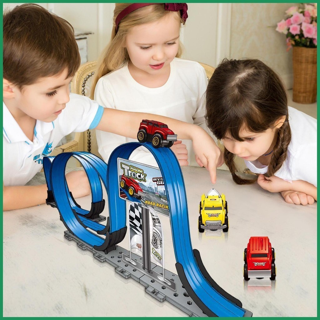 Slot Car Race Track Set Magnetic Track Race Car รางแม่เหล็กแบบยืดหยุ่น ...